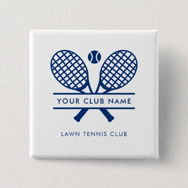 Modern Country Club Tennis Team Players Blue Swag 15 Cm Square Badge (Front)