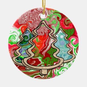 Modern Country Fluid Art Christmas Trees Ceramic Tree Decoration