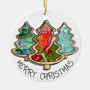 Modern Country Fluid Art Christmas Trees  Ceramic Tree Decoration