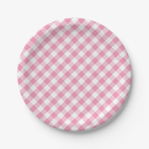 Modern Country Gingham Check Pattern Paper Plate