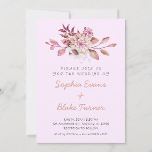 Modern Country Soft Floral Light Purple Wedding Invitation