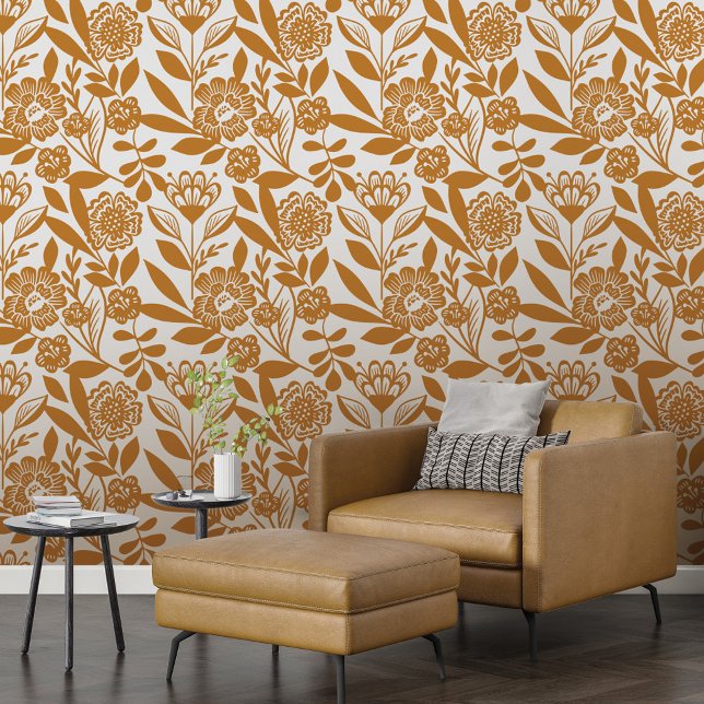 Modern Country Style Bold Yellow Floral Pattern Wallpaper (Modern Country Style Bold Yellow Floral Pattern Wallpaper)