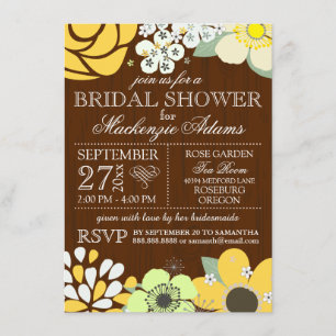 Modern Country Sun Flower Bridal Wedding Shower Invitation
