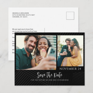 Modern Couple 2 Photos Save the Date Announcement Postcard