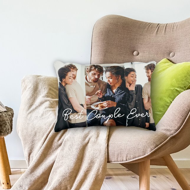 Modern Couple 3 Photo Collage Best Couple Ever Decorative Cushion (Creator Uploaded)