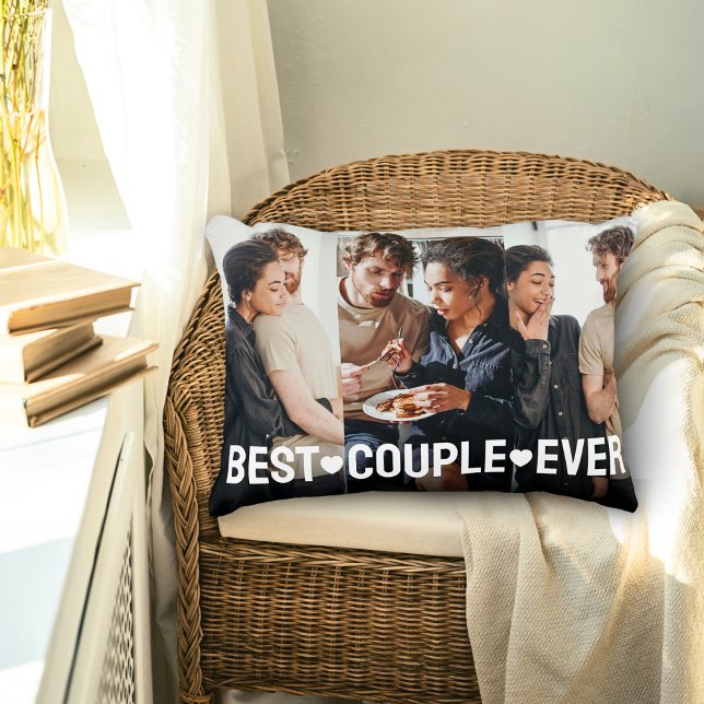 Modern Couple 3 Photo Collage Best Couple Ever Decorative Cushion (Creator Uploaded)