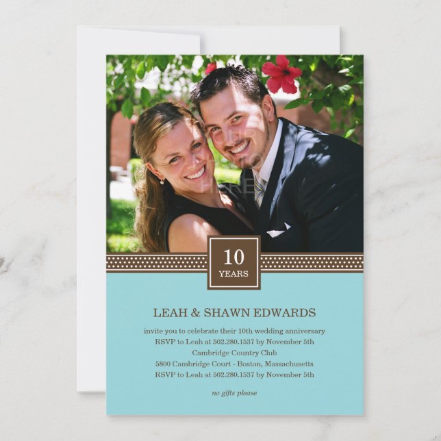 Modern Couple Anniversary Invitation (Turquoise) (Front)