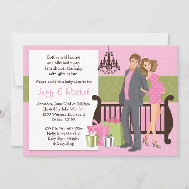 Modern Couple Baby Shower Invitation for Girl (Front)