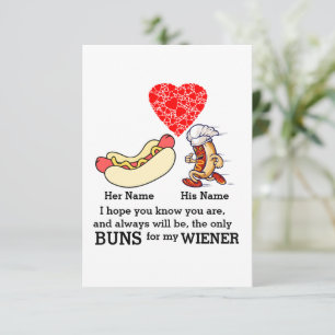 Modern Couple buns and wiener lovers custom Card