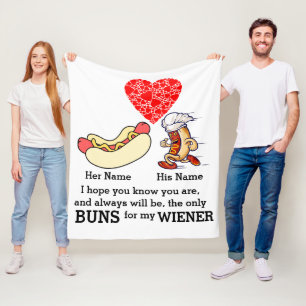 Modern Couple buns and wiener lovers custom Fleece Blanket