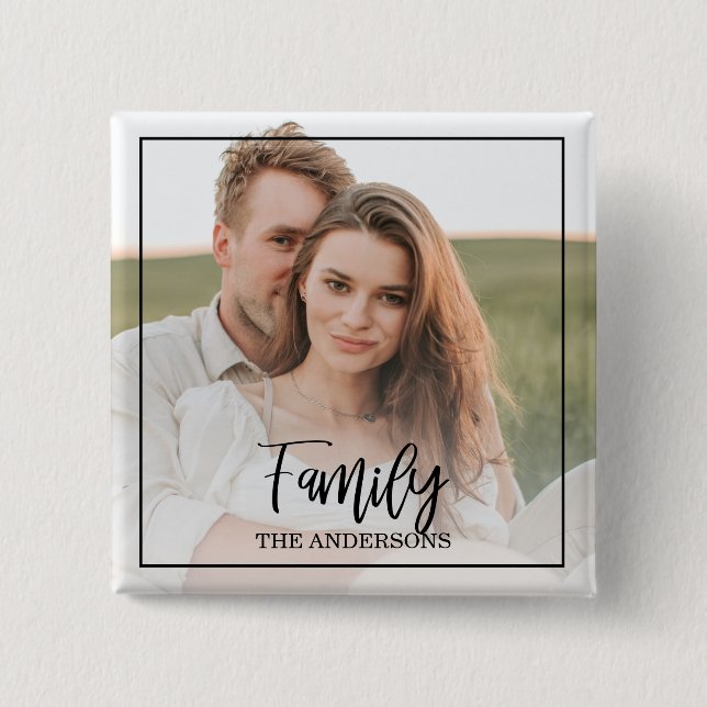 Modern Couple Collage Photo & lovely Family Gift 15 Cm Square Badge (Front)