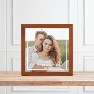 Modern Couple Collage Photo & Minimal Family Gift Desk Organiser