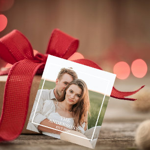 Modern Couple Collage Photo & Minimal Family Gift Favour Tags
