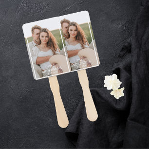 Modern Couple Collage Photo & Minimal Family Gift Hand Fan