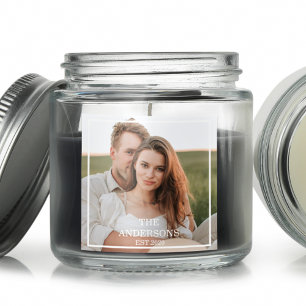 Modern Couple Collage Photo & Minimal Family Gift Square Sticker