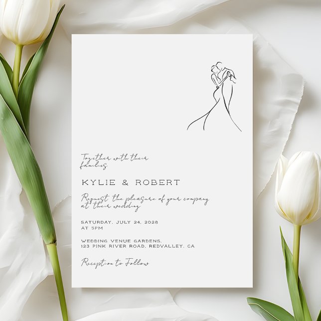 Modern Couple Drawing Romantic Wedding Invitation (Creator Uploaded)