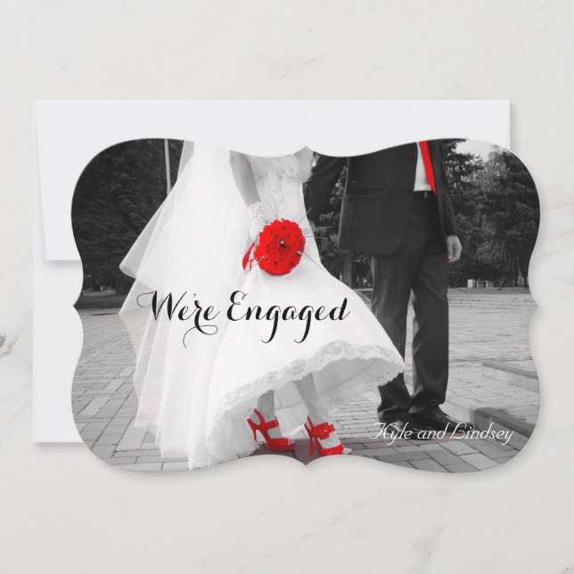 Modern Couple Engagement Announcement Photo Card (Front)