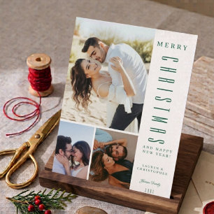Modern Couple Family Photo Collage Christmas Holiday Card