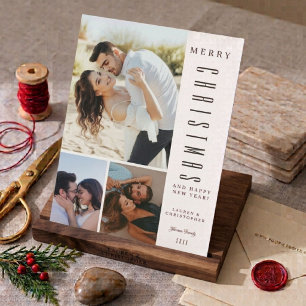 Modern Couple Family Photo Collage Christmas Holiday Card