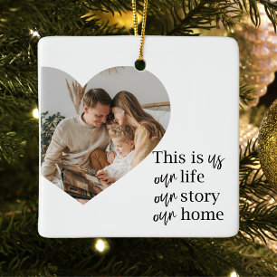 Modern Couple Family Photo & Family Quote Gift  Ceramic Ornament