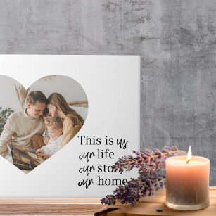 Modern Couple Family Photo & Family Quote Gift Tile