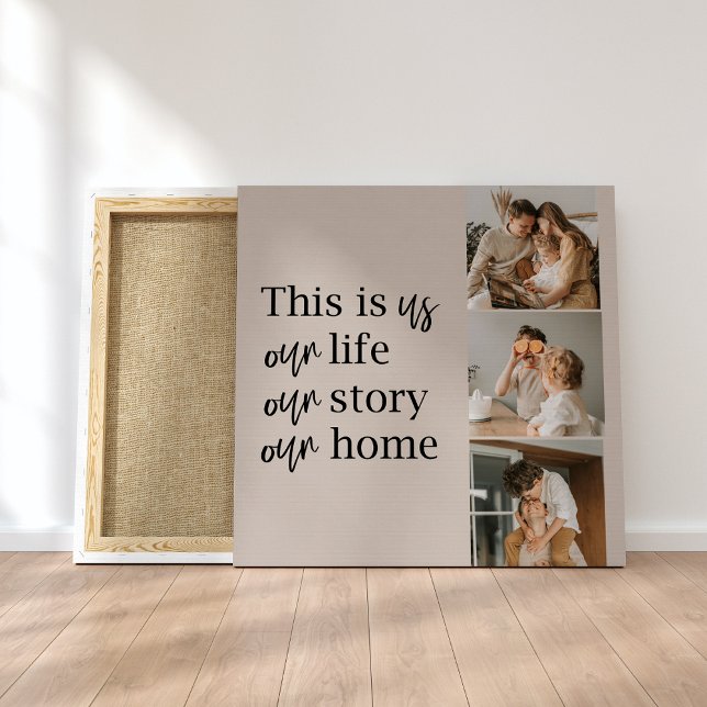Modern Couple Family Photo & Family Quote Lovely Canvas Print (Creator Uploaded)