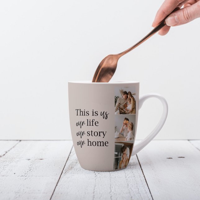 Modern Couple Family Photo & Family Quote Lovely Latte Mug (Creator Uploaded)