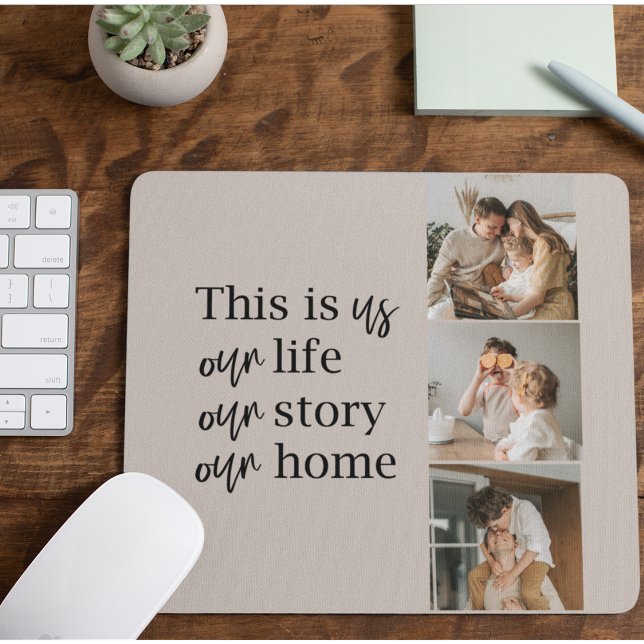 Modern Couple Family Photo & Family Quote Lovely Mouse Pad (Creator Uploaded)