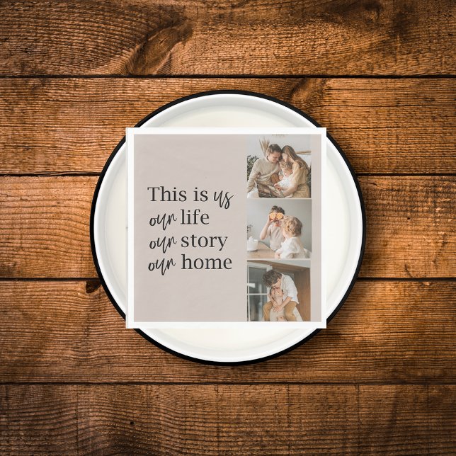 Modern Couple Family Photo & Family Quote Lovely Napkin (Creator Uploaded)