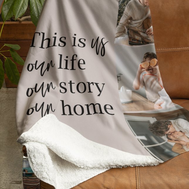 Modern Couple Family Photo & Family Quote Lovely Sherpa Blanket (Creator Uploaded)