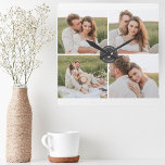 Modern Couple Family Photo & Family Quote Lovely Square Wall Clock<br><div class="desc">Modern Collage Personalised Family Photo Gift</div>