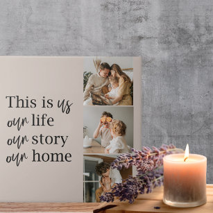 Modern Couple Family Photo & Family Quote Lovely Tile