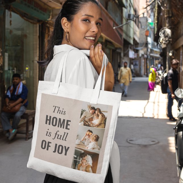 Modern Couple Family Photo & Family Quote Tote Bag (Creator Uploaded)