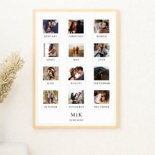 Modern Couple First Anniversary Photo Collage Poster