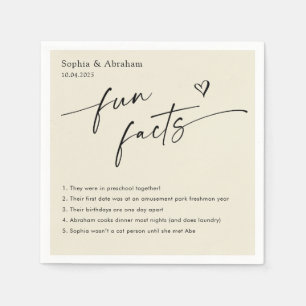 Modern Couple Fun Facts Wedding Napkin
