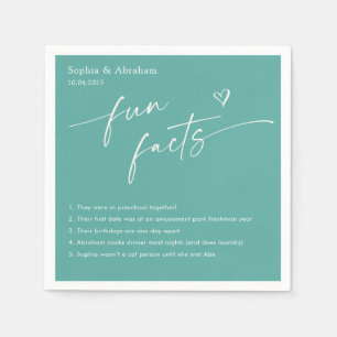 Modern Couple Fun Facts Wedding Napkin