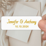 Modern Couple Names & Date Wedding - Gold<br><div class="desc">Celebrate your special day with this Modern Couple Names & Date Wedding Label in classic gold. The clean design highlights both names and the wedding date for a timeless look. Perfect for invitations,  favours,  or thank-you envelopes to add a personal touch.</div>