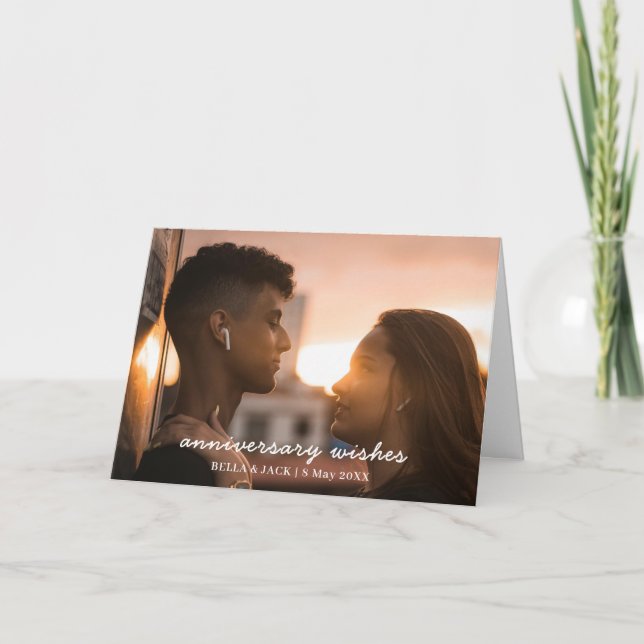 Modern Couple Photo Anniversary Design Card (Front)