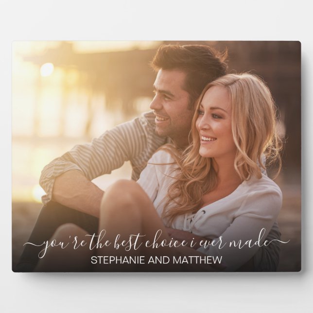 Modern Couple Photo Best Choice Ever Personalised Plaque (Front)