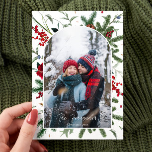 Modern Couple Photo Holiday Elegant Arch Card