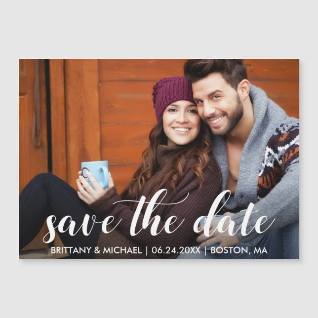 Modern Couple Photo Magnetic Save The Date (Front)