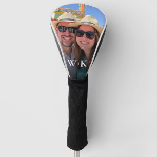 Modern Couple Photo Monogram Golf Head Cover