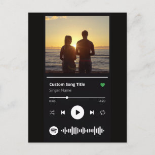 Modern Couple Photo Personalised Any Song Postcard