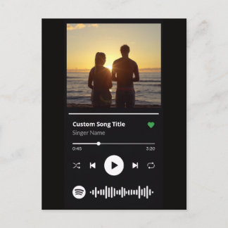 Modern Couple Photo Personalised Any Song Postcard