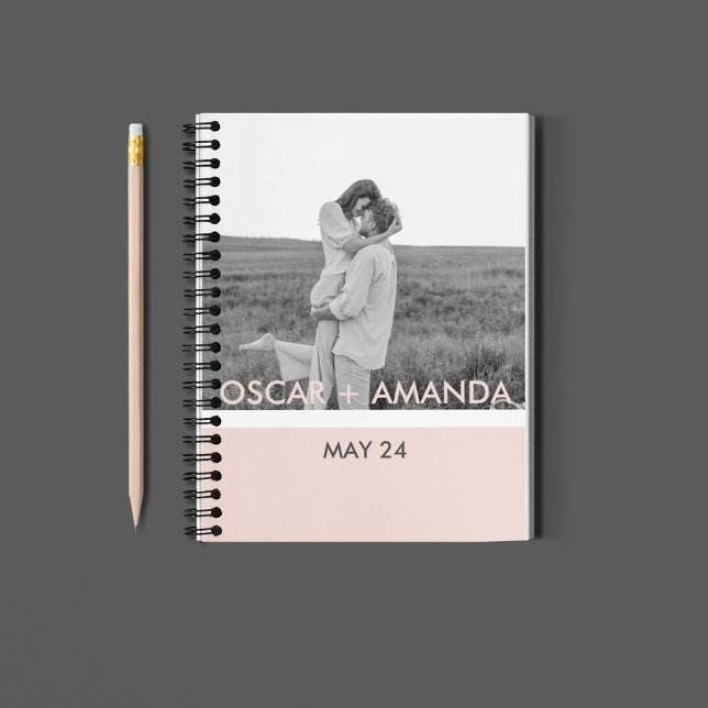 Modern Couple Photo Pink & Gray Perosnalized Name Planner (Creator Uploaded)