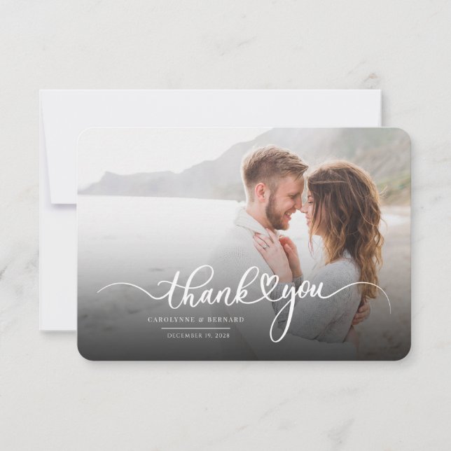 Modern Couple Photo Thank You Card (Front)