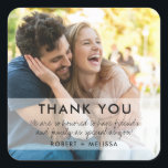 Modern Couple Photo Wedding Thank You Favour  Square Sticker<br><div class="desc">Introducing our Modern Couple Photo Wedding Thank You Favour sticker – the perfect way to add a personal touch to your wedding favours and express your gratitude to guests. Designed with contemporary elegance in mind, this sticker features a sleek and minimalist aesthetic that complements any wedding theme. At the heart...</div>