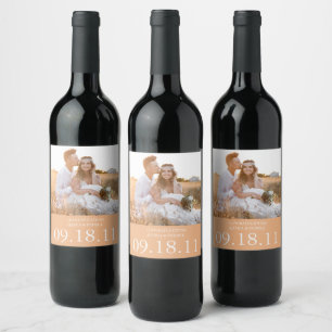 Modern Couple Photo Wedding Wine Label