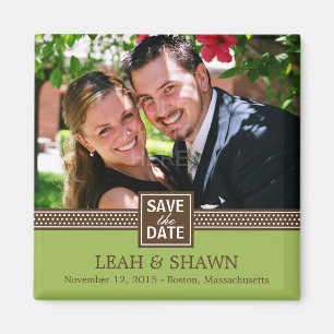 Modern Couple Save The Date Magnet (Lime)