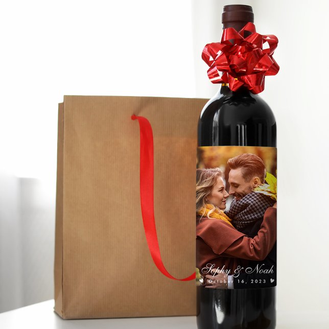 Modern Couple Wedding  Photo | Wine Label Set (Creator Uploaded)